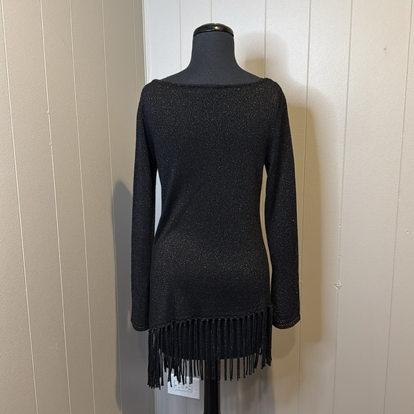 White House Black Market Women’s Extra Small Fringed Asymmetrical Hem Sparkle - Picture 4 of 7
